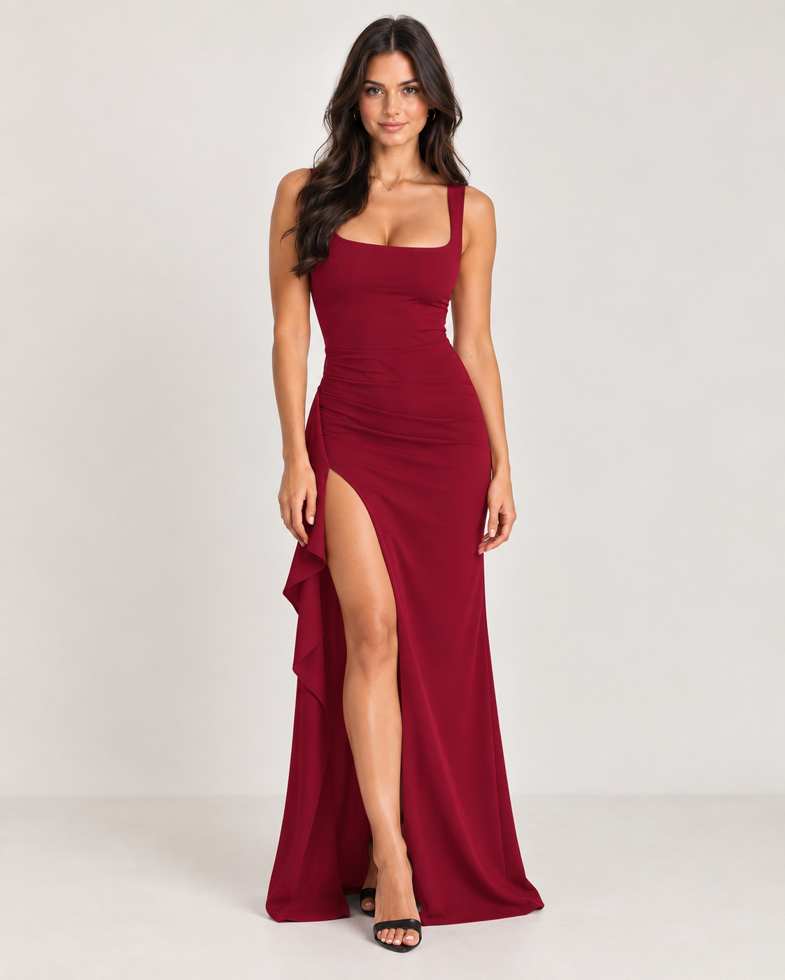 Brookmonts Women’s Maxi Dress – Spaghetti Strap Backless Split A-Line