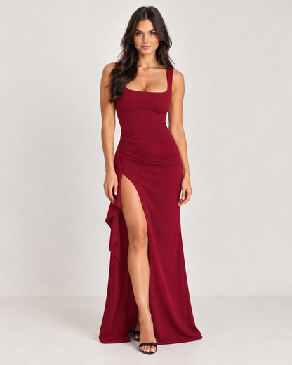 Brookmonts Women’s Maxi Dress – Spaghetti Strap Backless Split A-Line