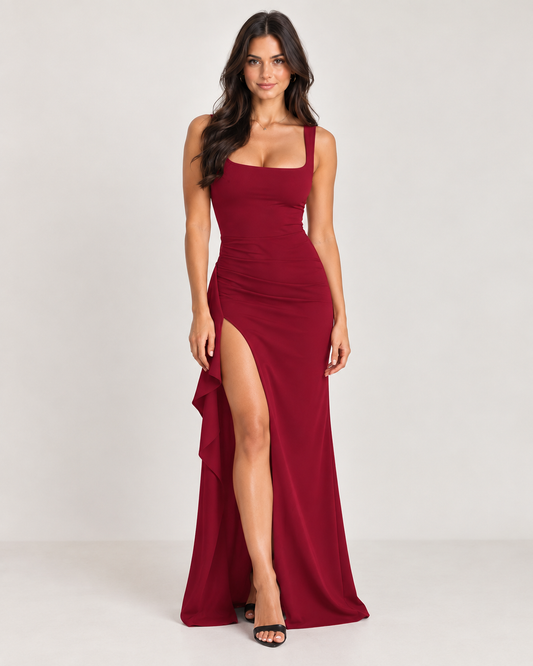 Brookmonts Women’s Maxi Dress – Spaghetti Strap Backless Split A-Line