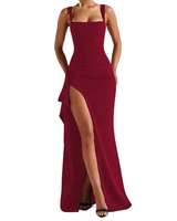 Brookmonts Women’s Maxi Dress – Spaghetti Strap Backless Split A-Line