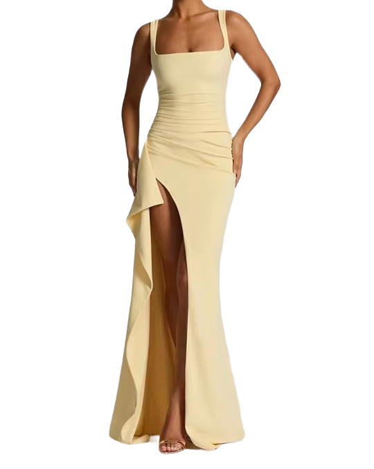 Brookmonts Women’s Maxi Dress – Spaghetti Strap Backless Split A-Line