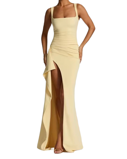 Brookmonts Women’s Maxi Dress – Spaghetti Strap Backless Split A-Line