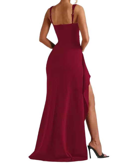 Brookmonts Women’s Maxi Dress – Spaghetti Strap Backless Split A-Line