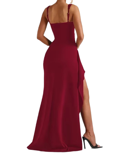 Brookmonts Women’s Maxi Dress – Spaghetti Strap Backless Split A-Line