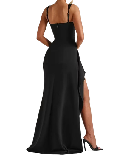 Brookmonts Women’s Maxi Dress – Spaghetti Strap Backless Split A-Line