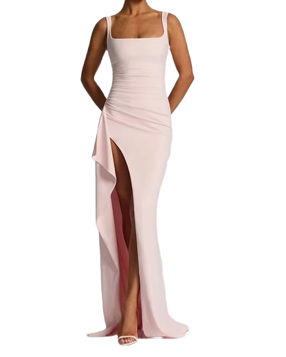 Brookmonts Women’s Maxi Dress – Spaghetti Strap Backless Split A-Line