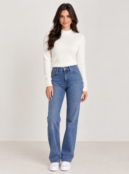 Brookmonts Women’s Merino Wool Sweater – Mock Neck Long Sleeve Pullover