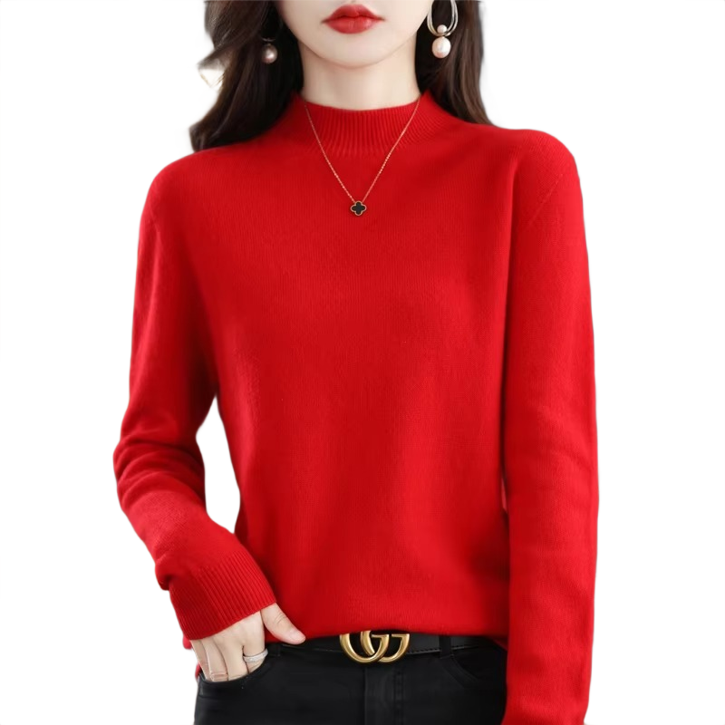 Brookmonts Women’s Merino Wool Sweater – Mock Neck Long Sleeve Pullover