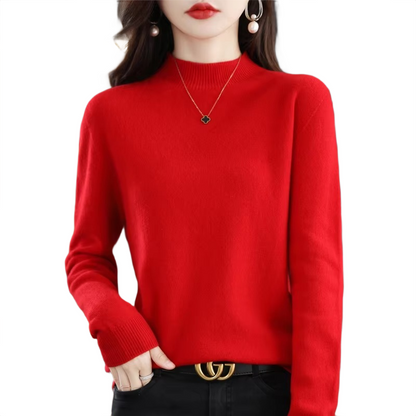 Brookmonts Women’s Merino Wool Sweater – Mock Neck Long Sleeve Pullover
