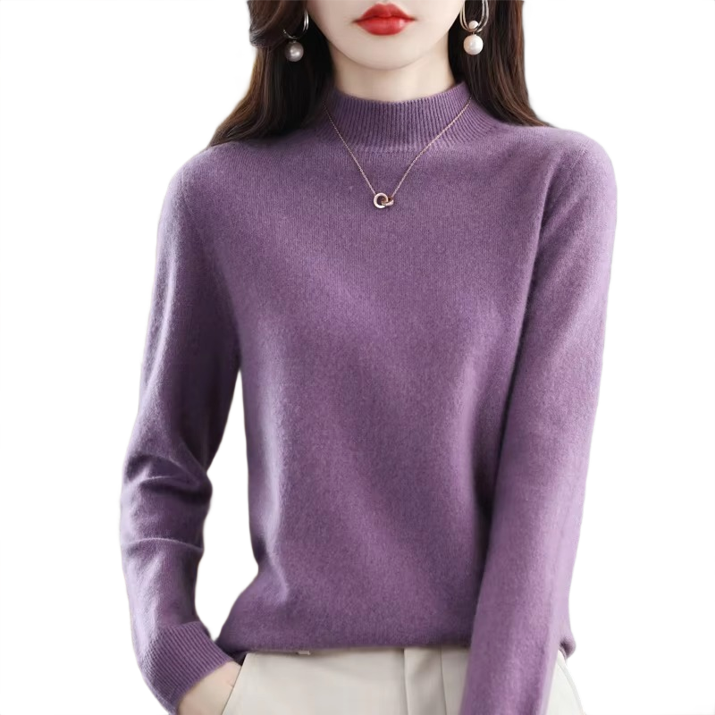 Brookmonts Women’s Merino Wool Sweater – Mock Neck Long Sleeve Pullover