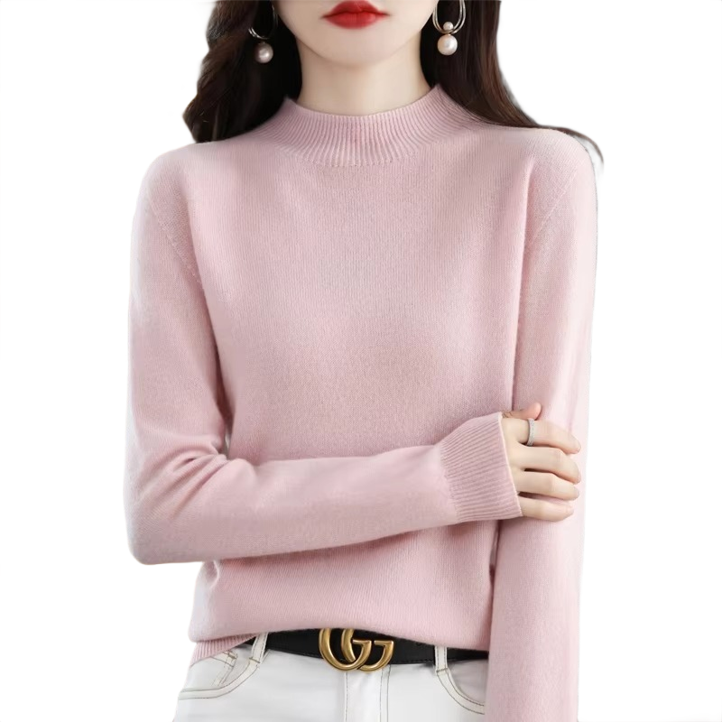 Brookmonts Women’s Merino Wool Sweater – Mock Neck Long Sleeve Pullover