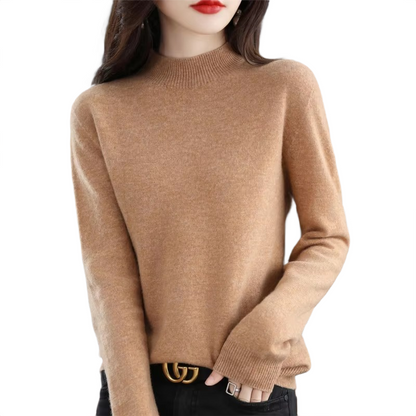 Brookmonts Women’s Merino Wool Sweater – Mock Neck Long Sleeve Pullover