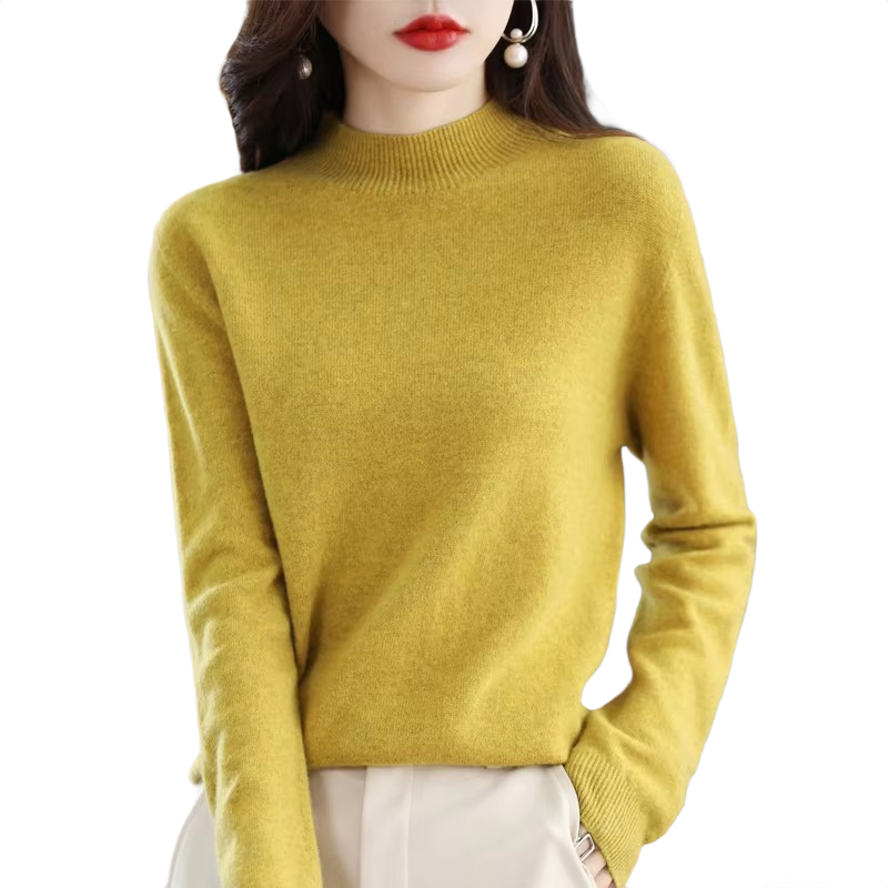 Brookmonts Women’s Merino Wool Sweater – Mock Neck Long Sleeve Pullover
