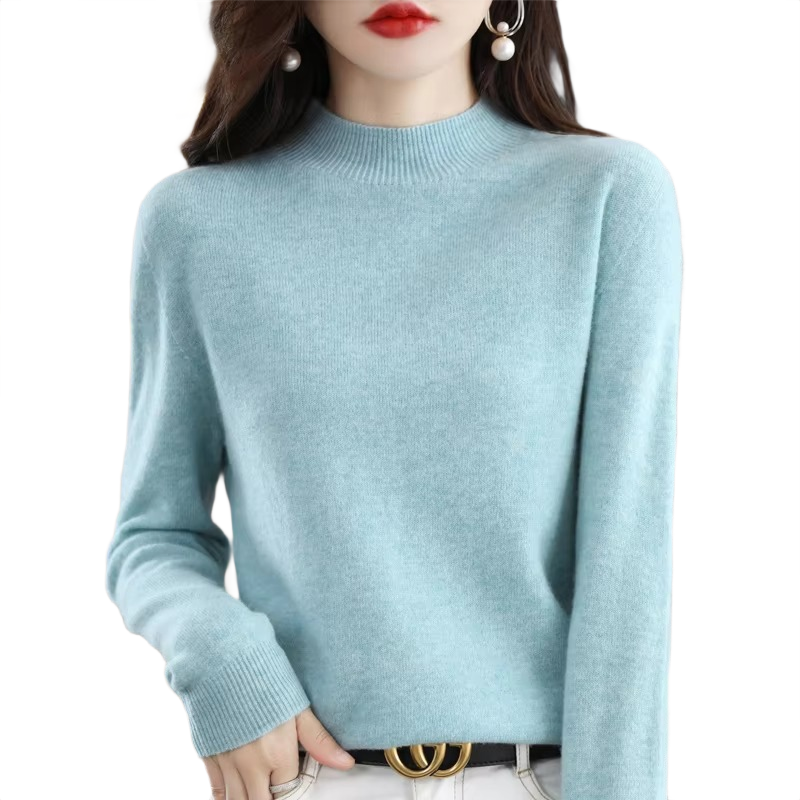 Brookmonts Women’s Merino Wool Sweater – Mock Neck Long Sleeve Pullover
