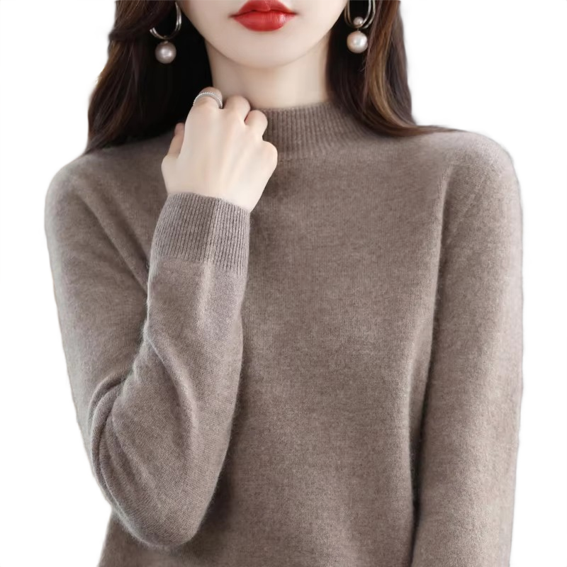 Brookmonts Women’s Merino Wool Sweater – Mock Neck Long Sleeve Pullover