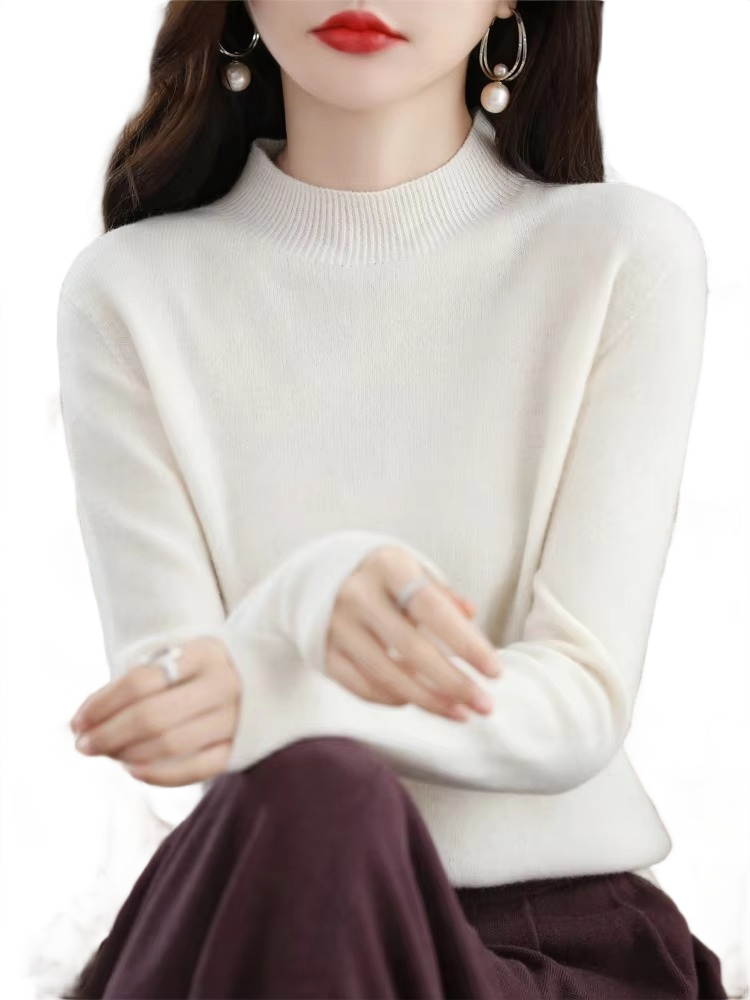 Brookmonts Women’s Merino Wool Sweater – Mock Neck Long Sleeve Pullover