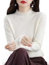 Brookmonts Women’s Merino Wool Sweater – Mock Neck Long Sleeve Pullover