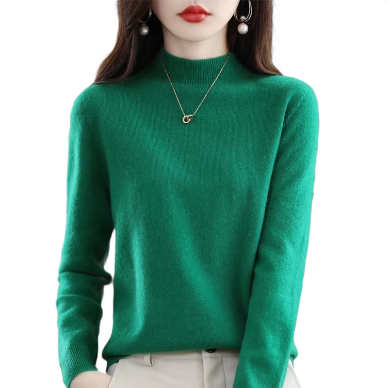 Brookmonts Women’s Merino Wool Sweater – Mock Neck Long Sleeve Pullover