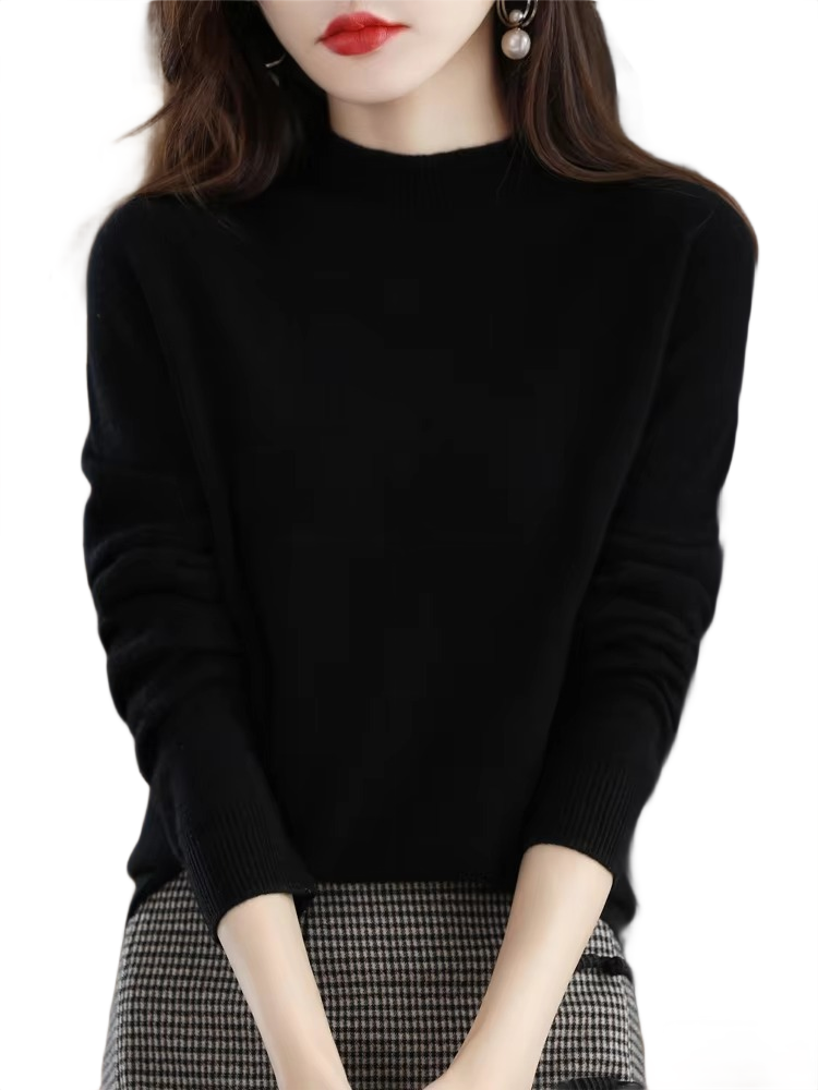 Brookmonts Women’s Merino Wool Sweater – Mock Neck Long Sleeve Pullover