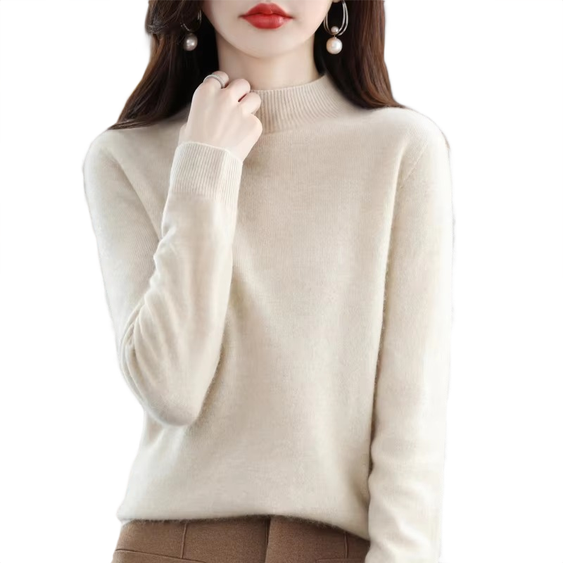 Brookmonts Women’s Merino Wool Sweater – Mock Neck Long Sleeve Pullover