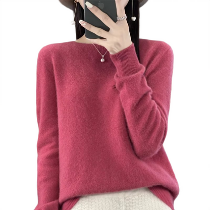 Brookmonts Women’s Merino Wool Sweater – O-Neck Long Sleeve Pullover