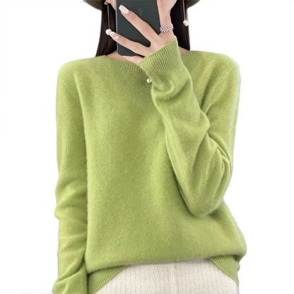 Brookmonts Women’s Merino Wool Sweater – O-Neck Long Sleeve Pullover