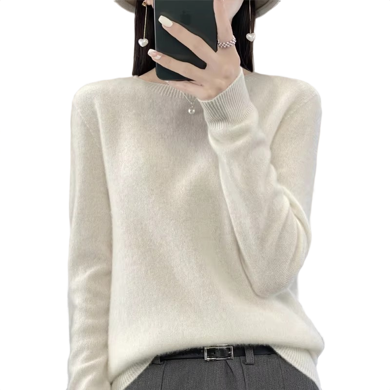 Brookmonts Women’s Merino Wool Sweater – O-Neck Long Sleeve Pullover