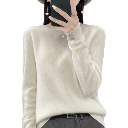 Brookmonts Women’s Merino Wool Sweater – O-Neck Long Sleeve Pullover