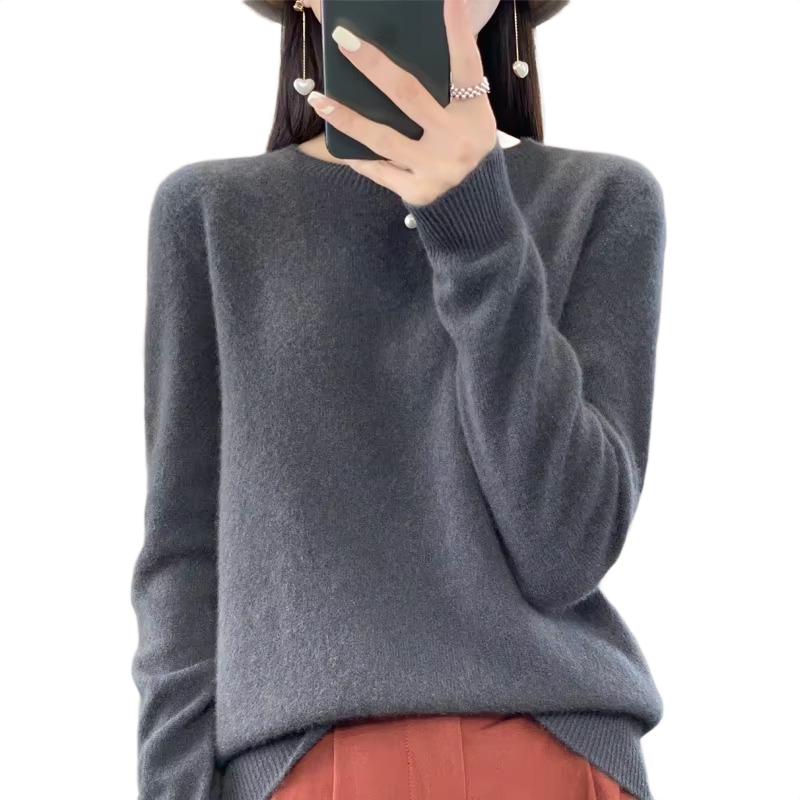 Brookmonts Women’s Merino Wool Sweater – O-Neck Long Sleeve Pullover