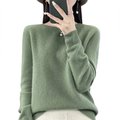 Brookmonts Women’s Merino Wool Sweater – O-Neck Long Sleeve Pullover