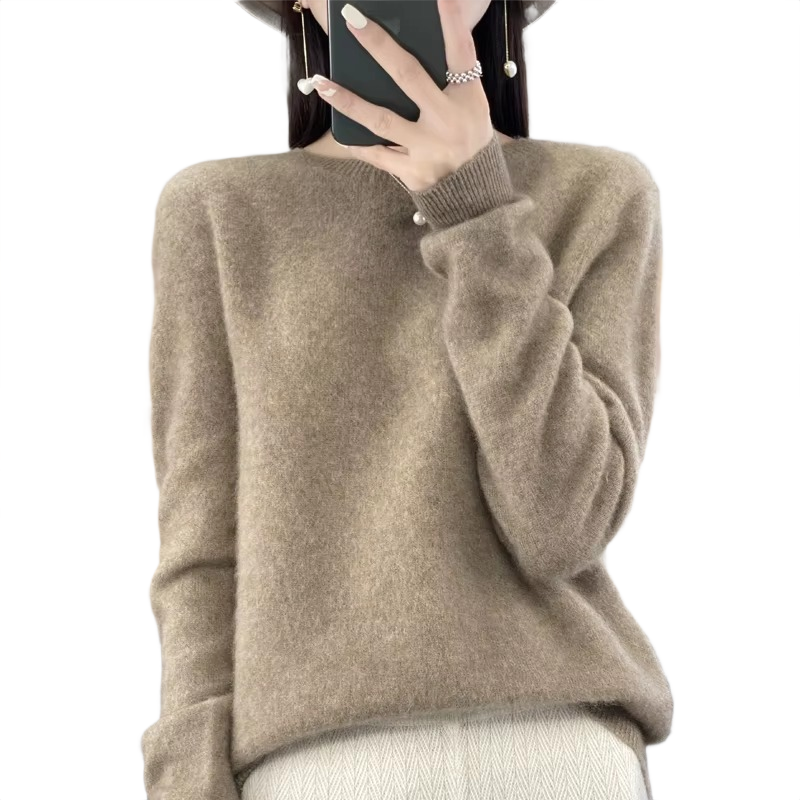 Brookmonts Women’s Merino Wool Sweater – O-Neck Long Sleeve Pullover