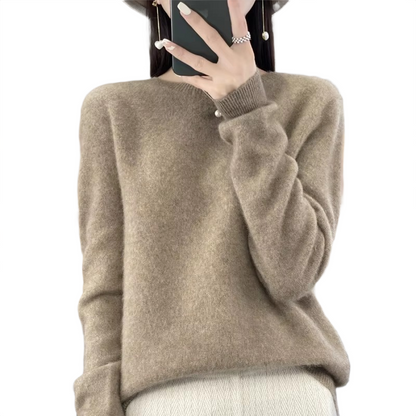 Brookmonts Women’s Merino Wool Sweater – O-Neck Long Sleeve Pullover