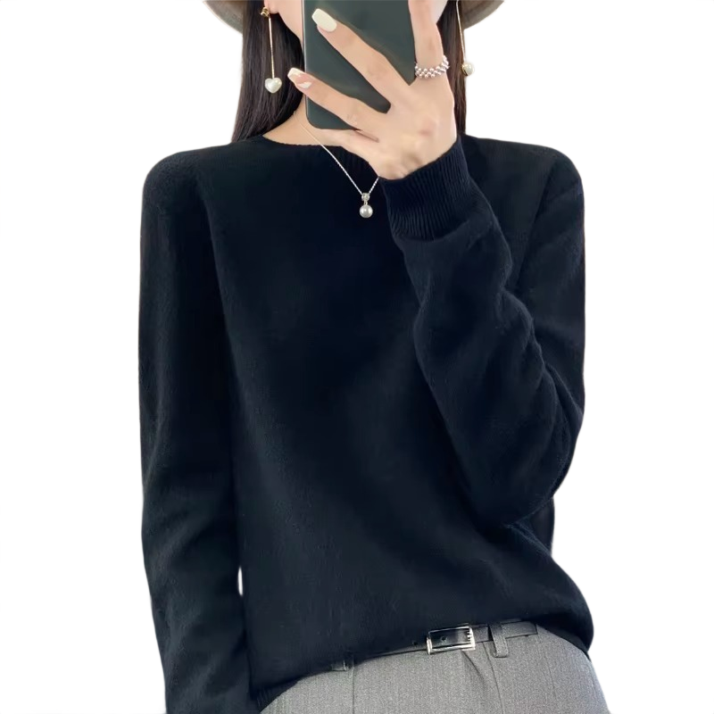 Brookmonts Women’s Merino Wool Sweater – O-Neck Long Sleeve Pullover