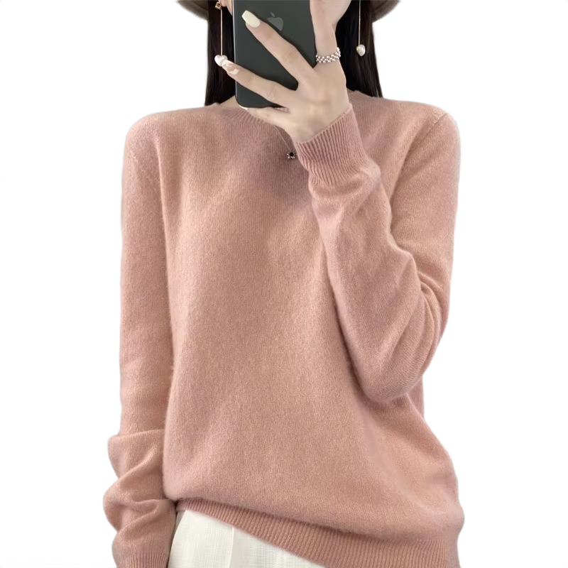 Brookmonts Women’s Merino Wool Sweater – O-Neck Long Sleeve Pullover