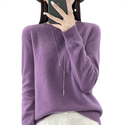 Brookmonts Women’s Merino Wool Sweater – O-Neck Long Sleeve Pullover