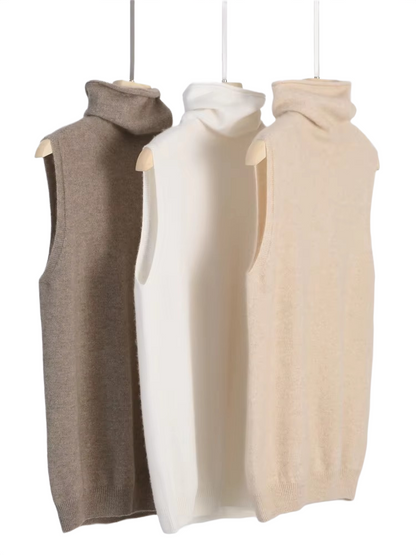Brookmonts Women’s Merino Wool Turtleneck Vest – Sleeveless Knit Sweater