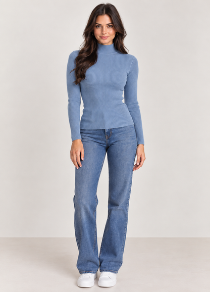Brookmonts Women’s Mock Neck Sweater – Long Sleeve Stretch Knit Pullover