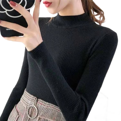 Brookmonts Women’s Mock Neck Sweater – Long Sleeve Stretch Knit Pullover