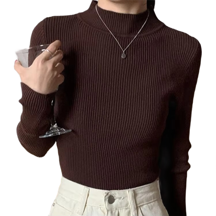 Brookmonts Women’s Mock Neck Sweater – Long Sleeve Stretch Knit Pullover