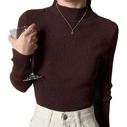 Brookmonts Women’s Mock Neck Sweater – Long Sleeve Stretch Knit Pullover