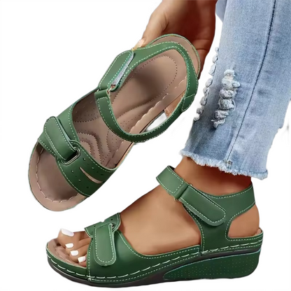 Brookmonts Women’s Open Toe Sandals – Soft Wedge Slip-On Casual Shoes