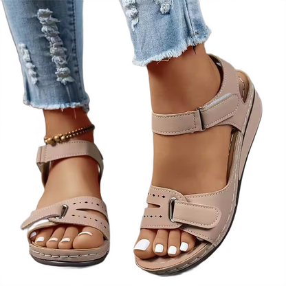 Brookmonts Women’s Open Toe Sandals – Soft Wedge Slip-On Casual Shoes
