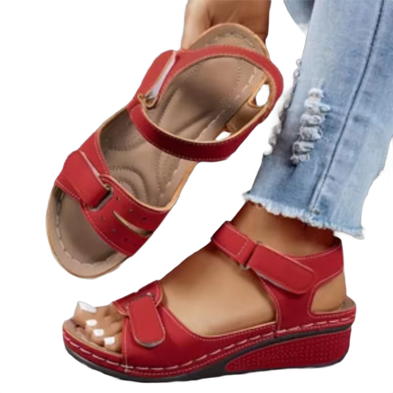 Brookmonts Women’s Open Toe Sandals – Soft Wedge Slip-On Casual Shoes