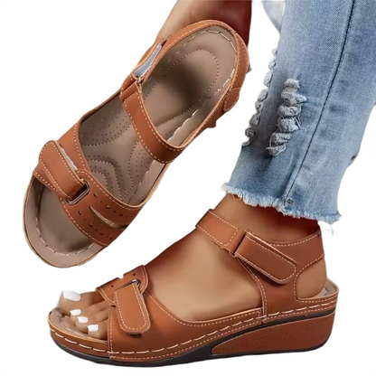 Brookmonts Women’s Open Toe Sandals – Soft Wedge Slip-On Casual Shoes
