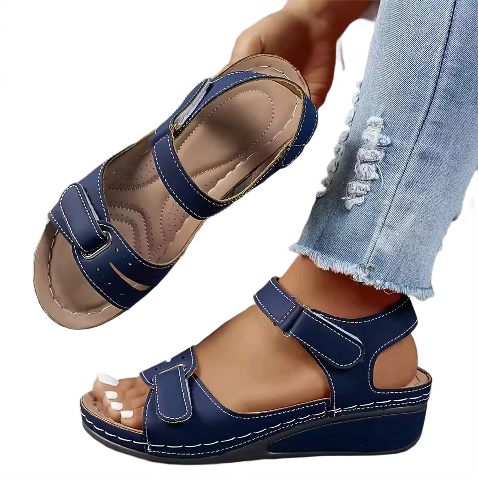 Brookmonts Women’s Open Toe Sandals – Soft Wedge Slip-On Casual Shoes