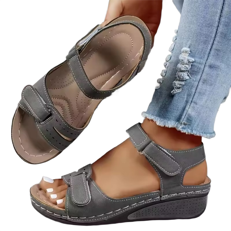 Brookmonts Women’s Open Toe Sandals – Soft Wedge Slip-On Casual Shoes