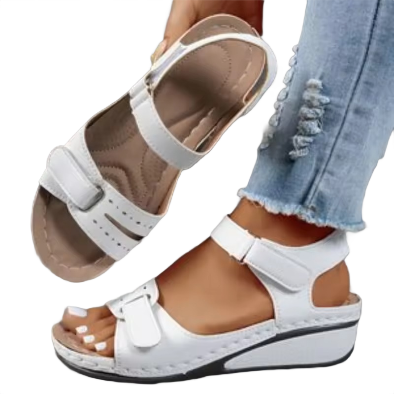 Brookmonts Women’s Open Toe Sandals – Soft Wedge Slip-On Casual Shoes