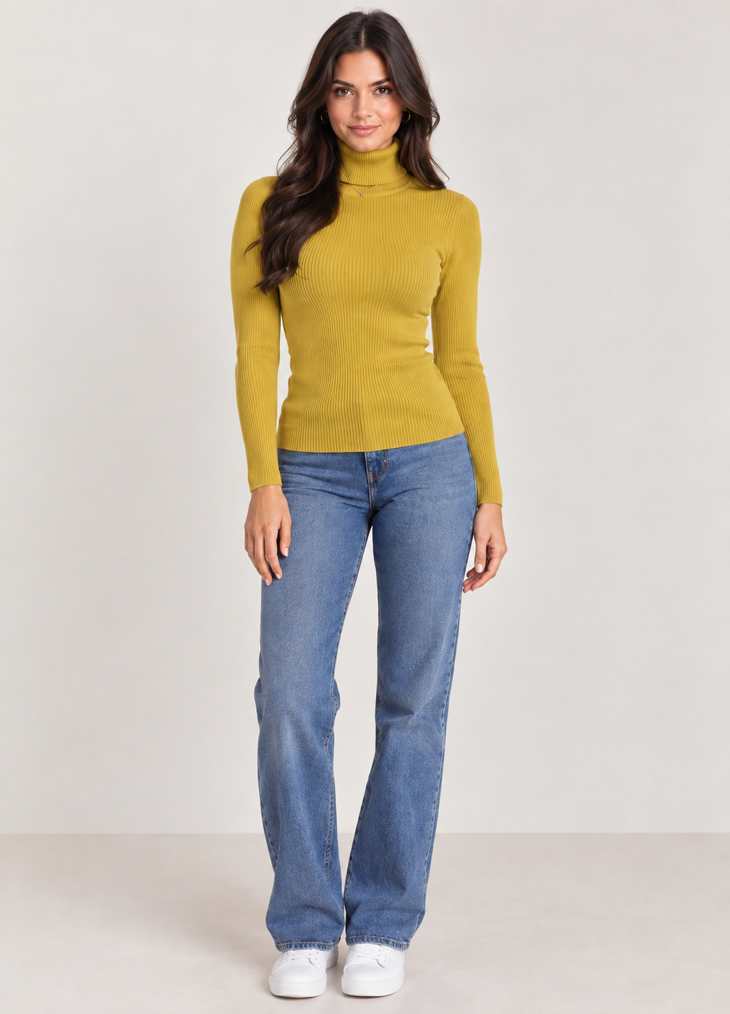 Brookmonts Women’s Ribbed Turtleneck Sweater – Slim Fit Long Sleeve