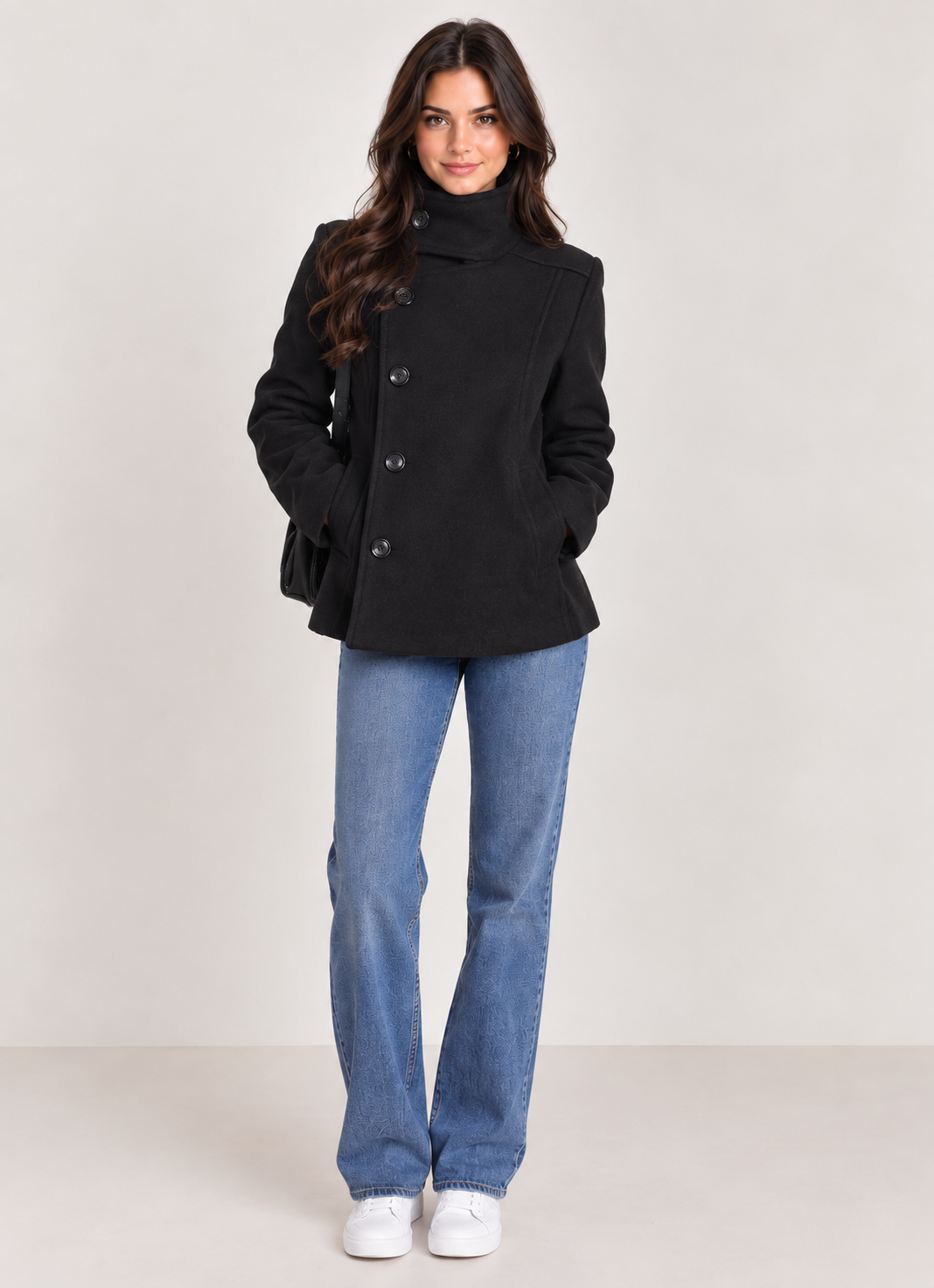 Brookmonts Women’s Turtleneck Jacket – Loose Fit Long Sleeve Coat