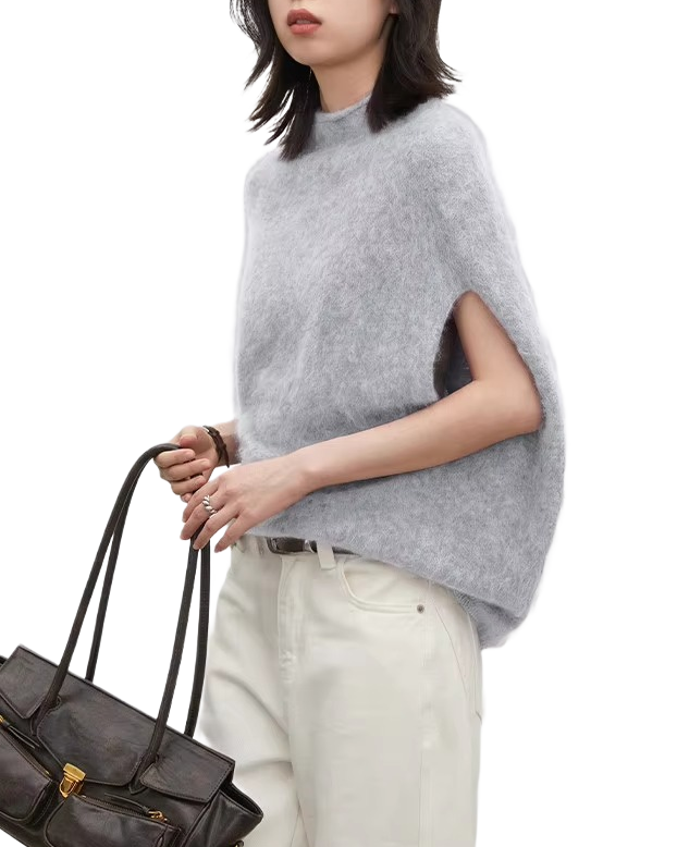 Brookmonts Women’s Turtleneck Wool Sweater – Oversized Sleeveless Pullover